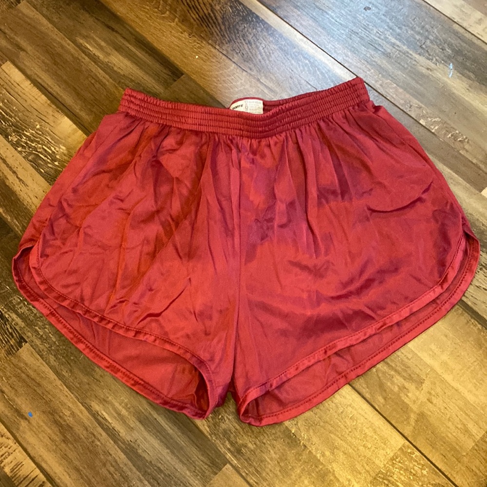 Red exercise shorts